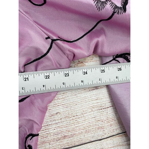 Jerry T Floral Embroidered Tie Front Kimono Top Women's XXL‎ Pink/Black NEW - Picture 10 of 11